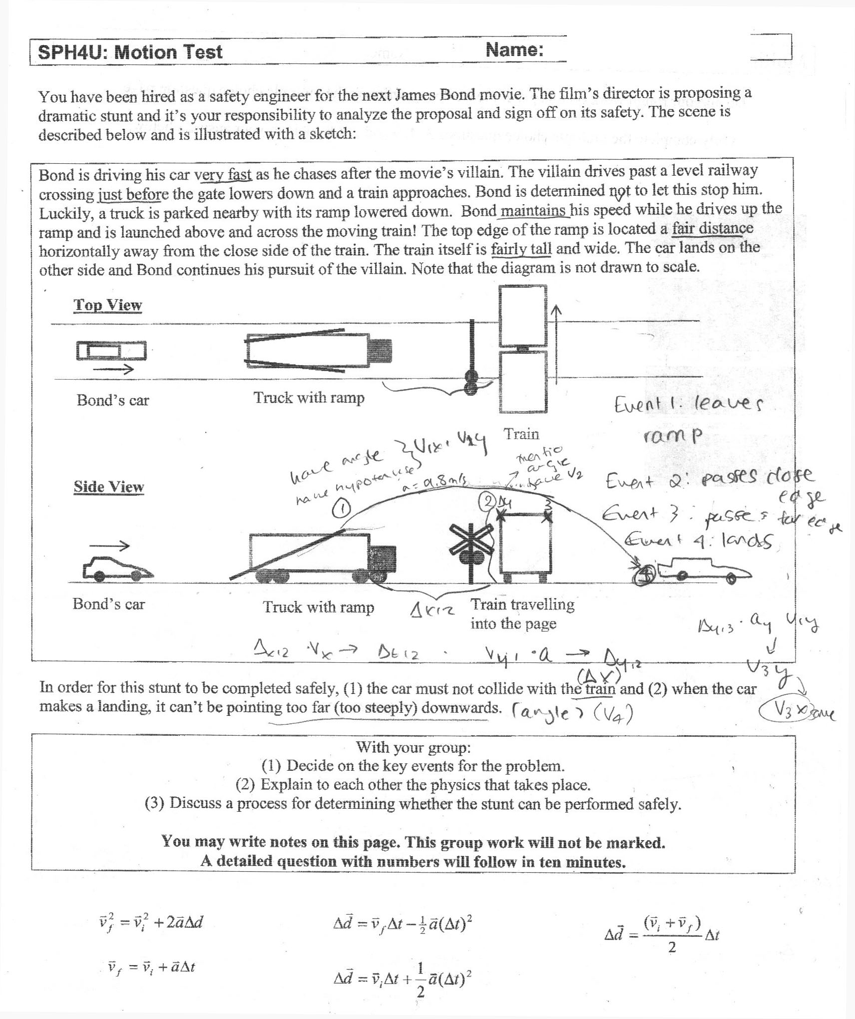 Motion Test Group Sheet - Average Student